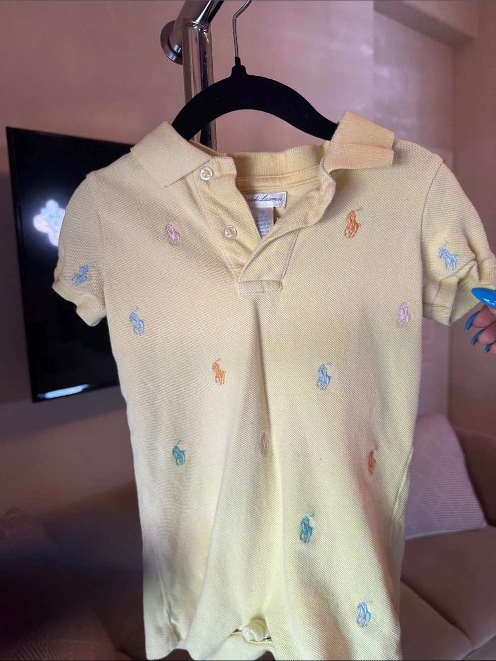 Ralph Lauren Pastel Yellow Polo with Multicolor Pony Embroidery - Kids